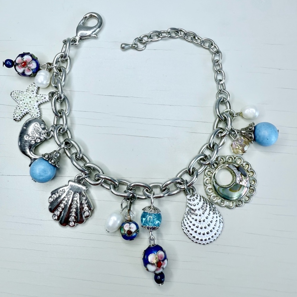 Cloisonne Charm Bracelet with Blue Accents #12